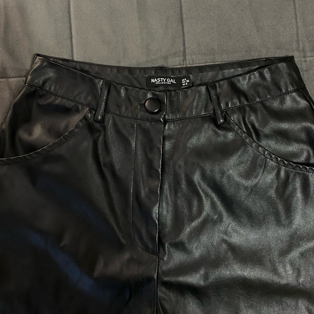 nasty gal black faux leather pants woman’s size 6